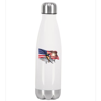 Patriotic George Washington On A Shark Stainless Steel Insulated Water Bottle