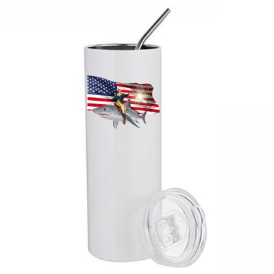 Patriotic George Washington On A Shark Stainless Steel Tumbler