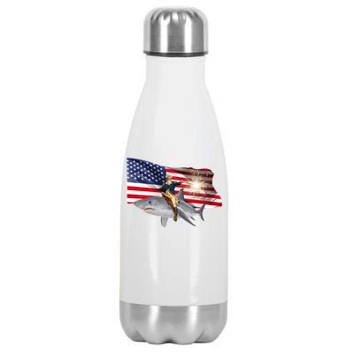 Patriotic George Washington On A Shark Stainless Steel Insulated Water Bottle