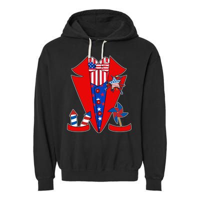 Patriotic Independence Day Tuxedo Garment-Dyed Fleece Hoodie