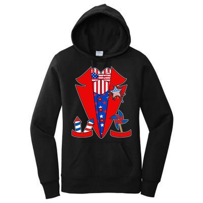 Patriotic Independence Day Tuxedo Women's Pullover Hoodie