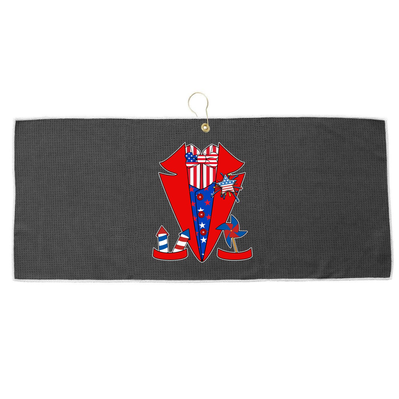 Patriotic Independence Day Tuxedo Large Microfiber Waffle Golf Towel