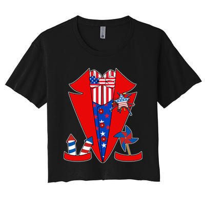 Patriotic Independence Day Tuxedo Crop Top