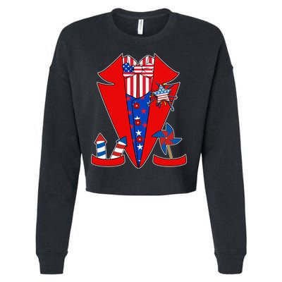 Patriotic Independence Day Tuxedo Cropped Pullover Crew