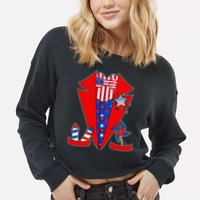 Patriotic Independence Day Tuxedo Cropped Pullover Crew