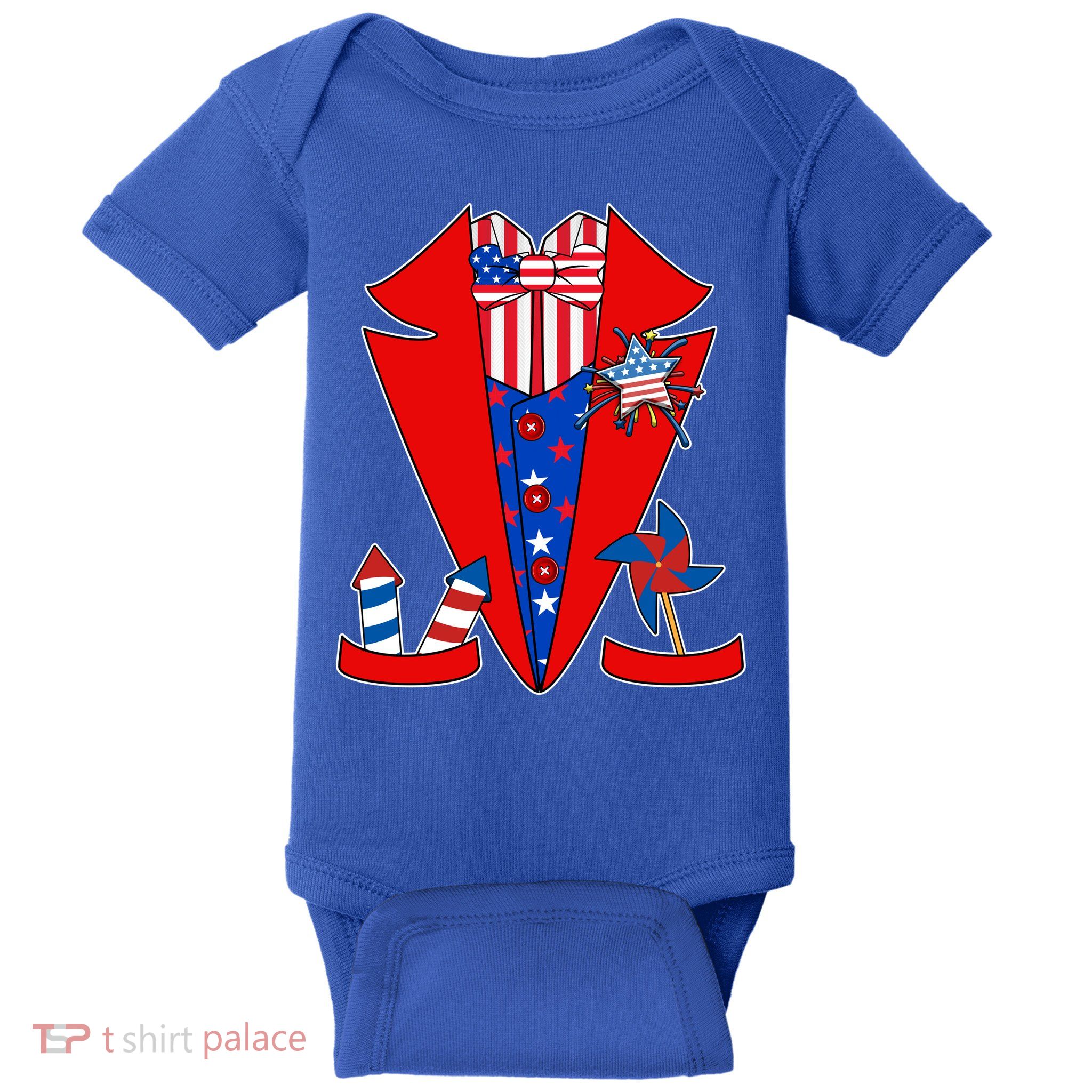 Patriotic Independence Day Tuxedo Baby Bodysuit