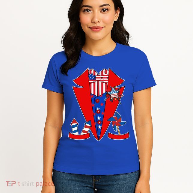 Patriotic Independence Day Tuxedo Womens T-Shirt