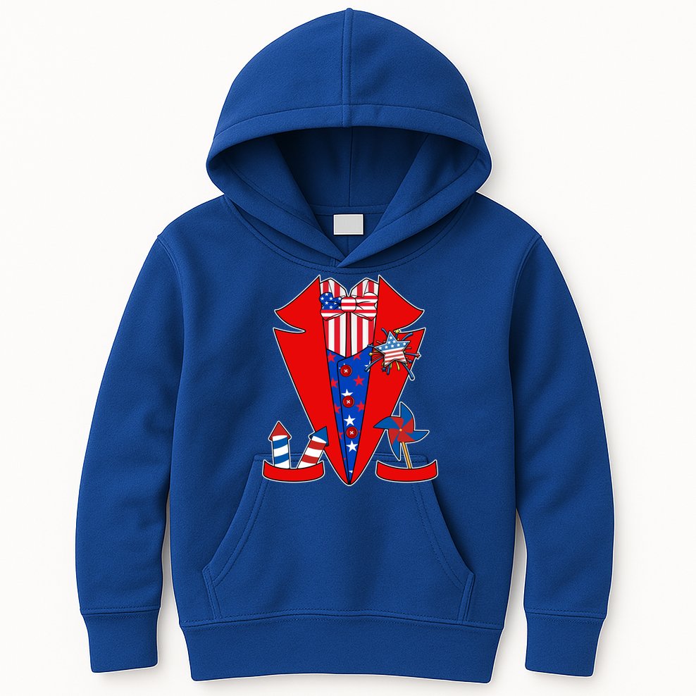 Patriotic Independence Day Tuxedo Kids Hoodie