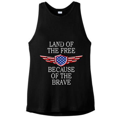 Patriotic Land Of The Free Because Of The Brave Ladies PosiCharge Tri-Blend Wicking Tank