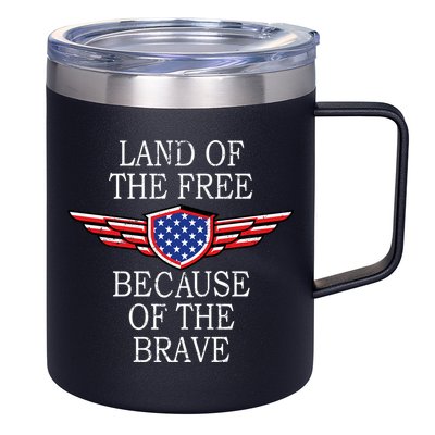 Patriotic Land Of The Free Because Of The Brave 12oz Stainless Steel Coffee Mug