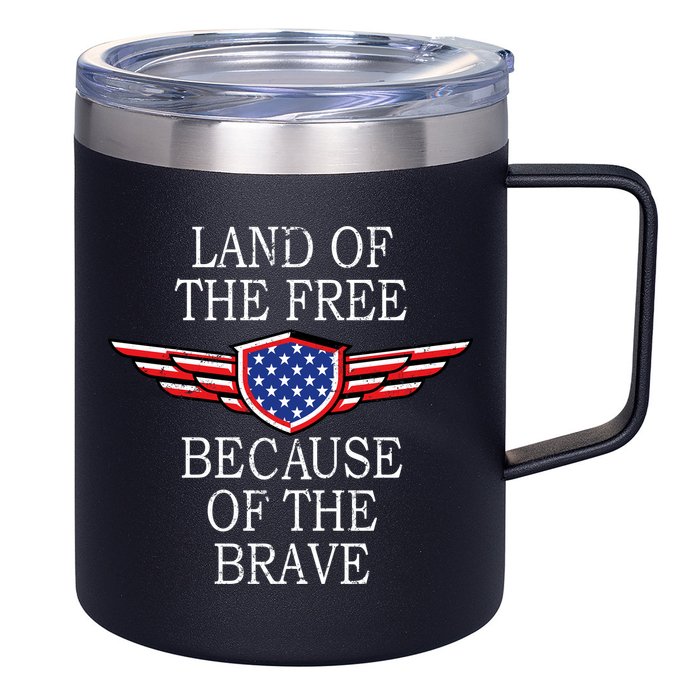 Patriotic Land Of The Free Because Of The Brave 12oz Stainless Steel Coffee Mug