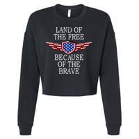 Patriotic Land Of The Free Because Of The Brave Cropped Pullover Crew