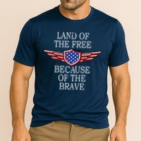 Patriotic Land Of The Free Because Of The Brave Cooling Performance Crew T-Shirt