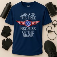 Patriotic Land Of The Free Because Of The Brave Cooling Performance Crew T-Shirt