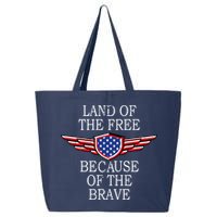 Patriotic Land Of The Free Because Of The Brave 25L Jumbo Tote