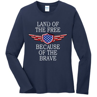 Patriotic Land Of The Free Because Of The Brave Ladies Long Sleeve Shirt