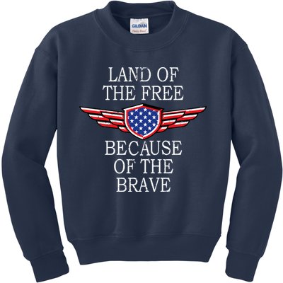 Patriotic Land Of The Free Because Of The Brave Kids Sweatshirt