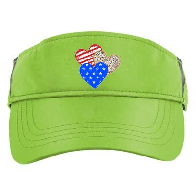 Patriotic Leopard Print Stars And Stripes Hearts Adult Drive Performance Visor