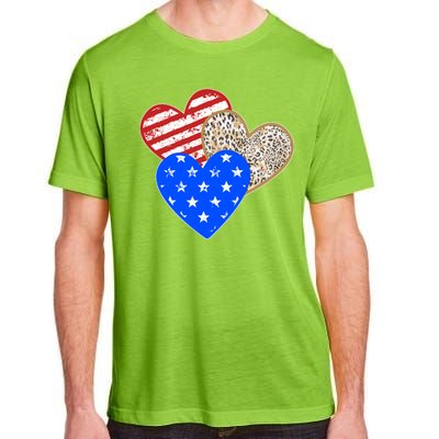 Patriotic Leopard Print Stars And Stripes Hearts Adult ChromaSoft Performance T-Shirt