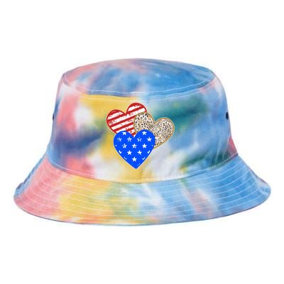 Patriotic Leopard Print Stars And Stripes Hearts Tie Dye Newport Bucket Hat