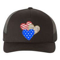 Patriotic Leopard Print Stars And Stripes Hearts Yupoong Adult 5-Panel Trucker Hat