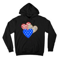 Patriotic Leopard Print Stars And Stripes Hearts Hoodie