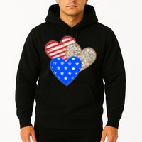 Patriotic Leopard Print Stars And Stripes Hearts Hoodie