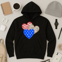 Patriotic Leopard Print Stars And Stripes Hearts Hoodie