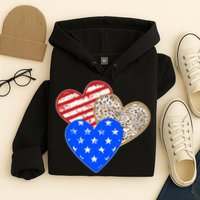 Patriotic Leopard Print Stars And Stripes Hearts Hoodie