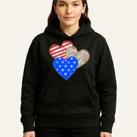 Patriotic Leopard Print Stars And Stripes Hearts Hoodie