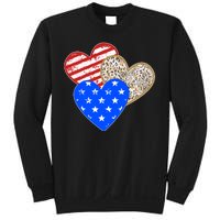 Patriotic Leopard Print Stars And Stripes Hearts Sweatshirt