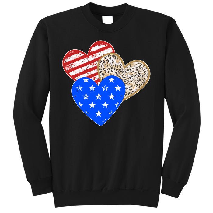 Patriotic Leopard Print Stars And Stripes Hearts Sweatshirt