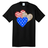 Patriotic Leopard Print Stars And Stripes Hearts Tall T-Shirt