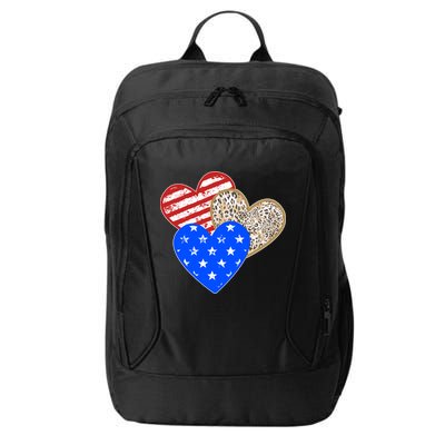 Patriotic Leopard Print Stars And Stripes Hearts City Backpack