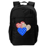 Patriotic Leopard Print Stars And Stripes Hearts Backpack