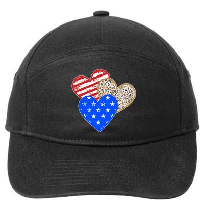 Patriotic Leopard Print Stars And Stripes Hearts 7-Panel Snapback Hat