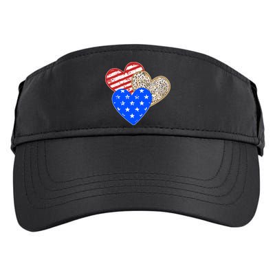 Patriotic Leopard Print Stars And Stripes Hearts Adult Drive Performance Visor