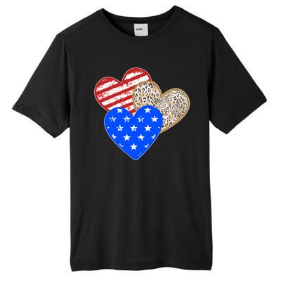 Patriotic Leopard Print Stars And Stripes Hearts Tall Fusion ChromaSoft Performance T-Shirt