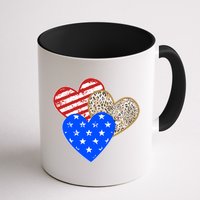 Patriotic Leopard Print Stars And Stripes Hearts Mug