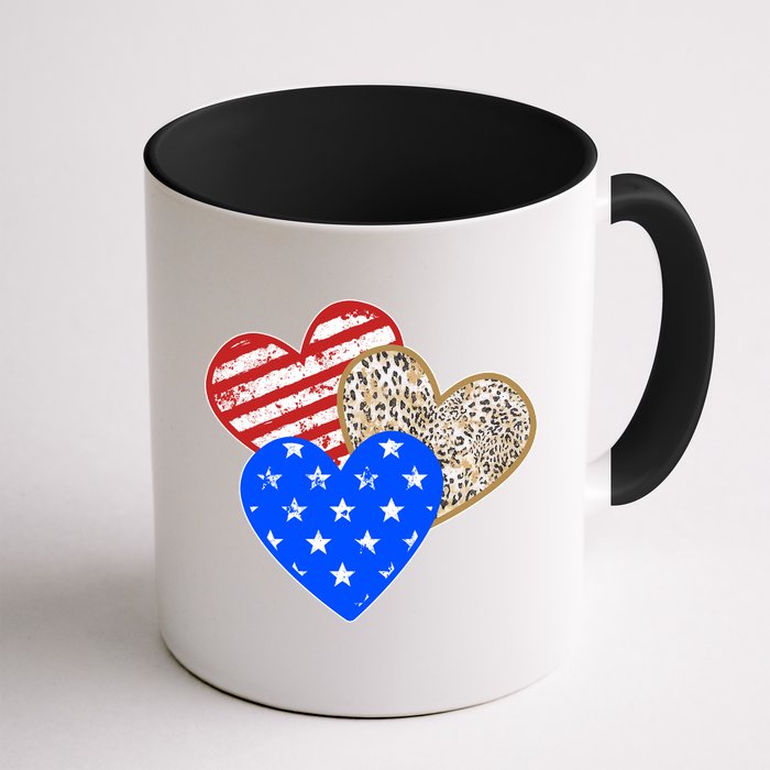 Patriotic Leopard Print Stars And Stripes Hearts Mug