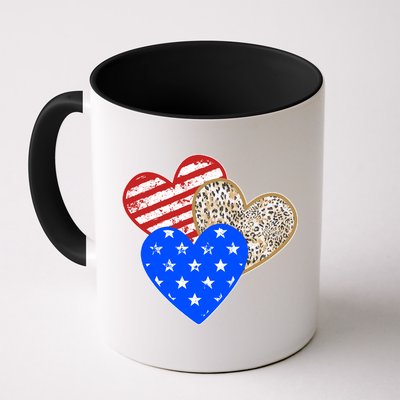 Patriotic Leopard Print Stars And Stripes Hearts Mug