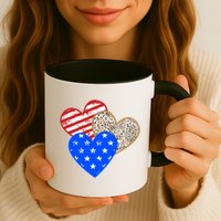 Patriotic Leopard Print Stars And Stripes Hearts Mug