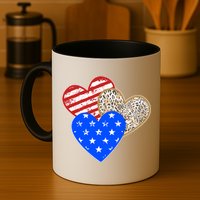 Patriotic Leopard Print Stars And Stripes Hearts Mug