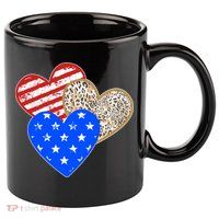 Patriotic Leopard Print Stars And Stripes Hearts 11oz C Handle Ceramic Mug