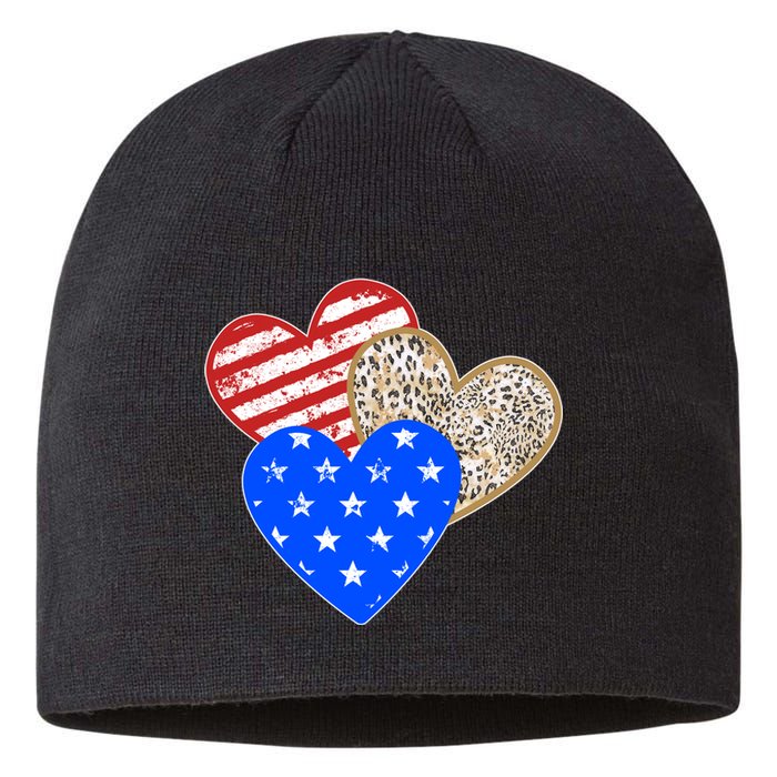 Patriotic Leopard Print Stars And Stripes Hearts Sustainable Beanie