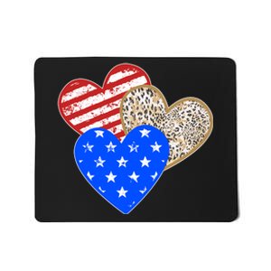 Patriotic Leopard Print Stars And Stripes Hearts Mousepad