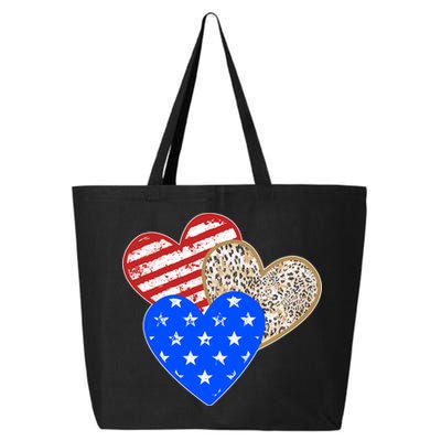 Patriotic Leopard Print Stars And Stripes Hearts 25L Jumbo Tote