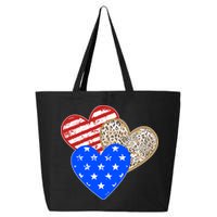 Patriotic Leopard Print Stars And Stripes Hearts 25L Jumbo Tote