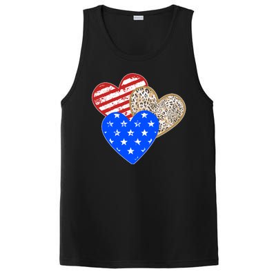 Patriotic Leopard Print Stars And Stripes Hearts PosiCharge Competitor Tank