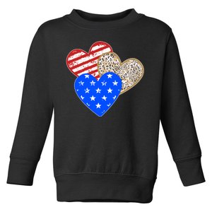 Patriotic Leopard Print Stars And Stripes Hearts Toddler Sweatshirt